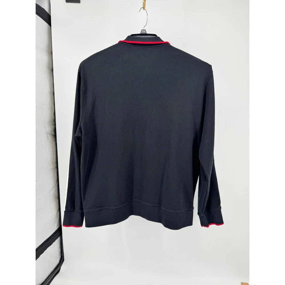 Polo Ralph Lauren Performance Track Jacket Men‎ XL Black Red Trim Stripe Zip